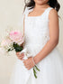 Girls Blooming Grace 3-D Flower Girl Dress with Removable Shoulder Bows, Sizes 2-12